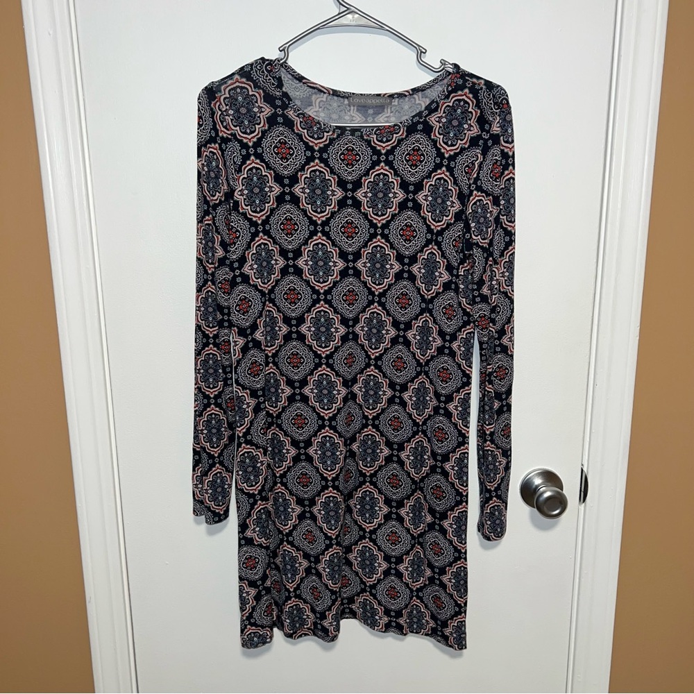 🍀4 for 25🍀 Loveappella | Patterned Long Sleeve Dress